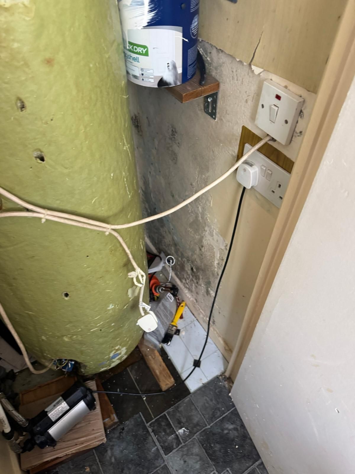 Old hot water cylinder before removal